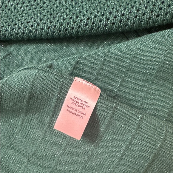 NWT Birch NY Emerald Green Metallic Long Sleeve Crochet Ribbed Cardigan Size XL - Picture 9 of 10